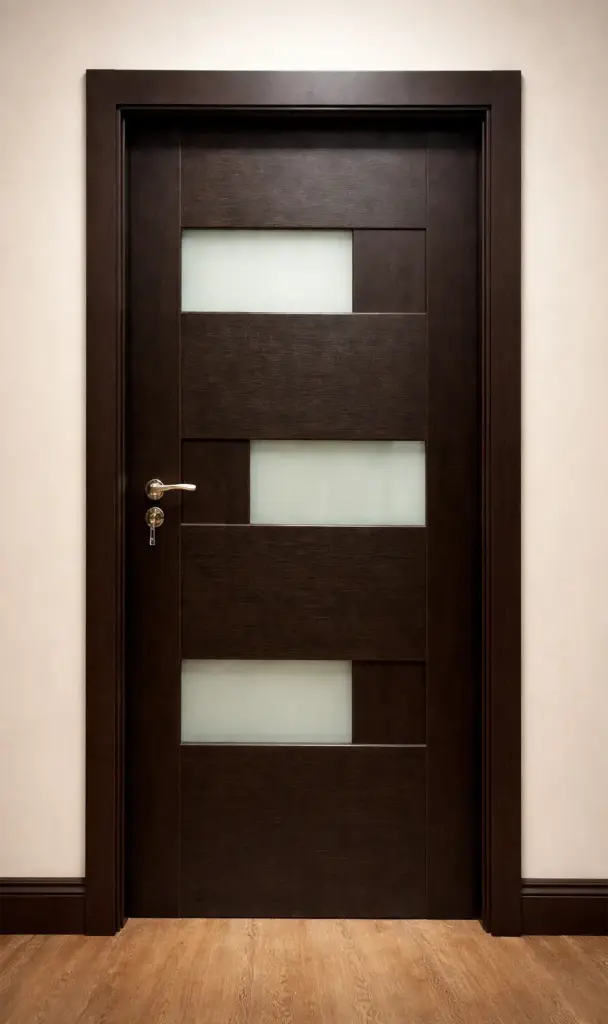 3D Glass Block Door: Matt Black Walnut A36