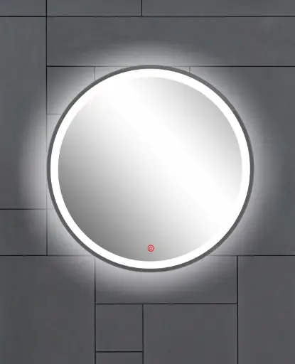 B08 Halo Round Mirror: (Rounded LED w/touch switch)